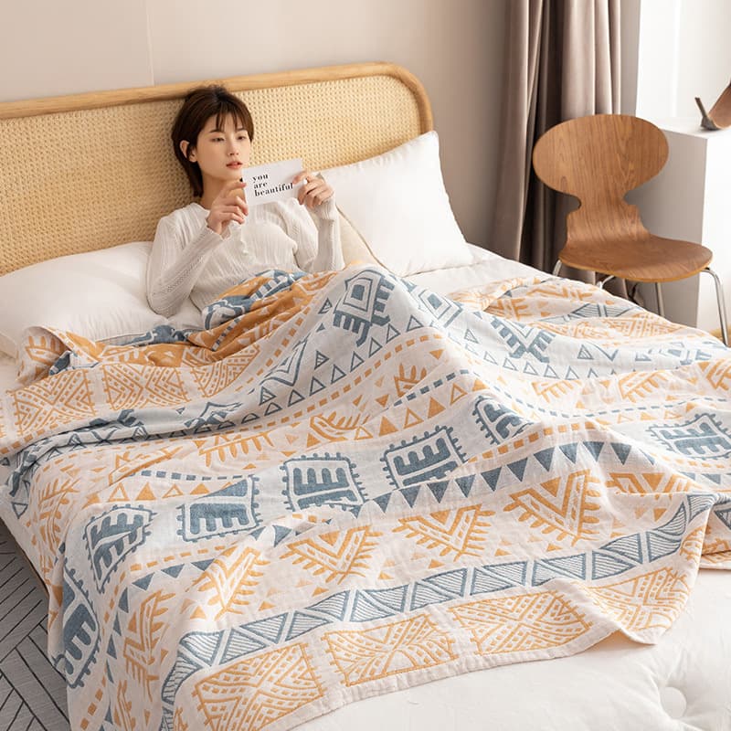 All-Cotton Japanese Pure Cotton Towel Blanket Single Washable Three-Layer Gauze Quilt Adult Double Thin Towel Throw