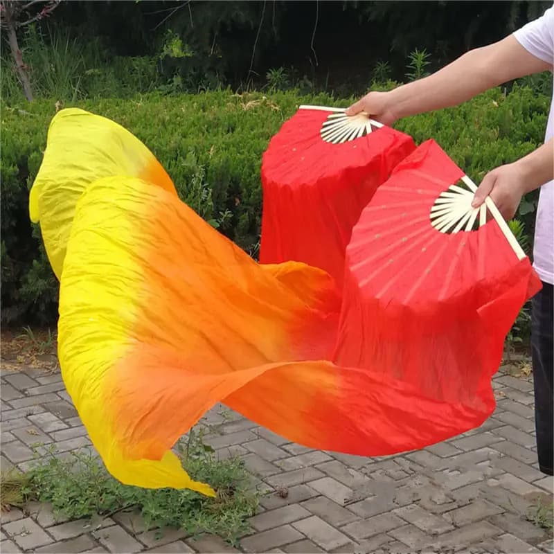 Manufacturer's long silk fans with extended tassels, double-sided silk adult dance props for square dancing performances and yangko dance