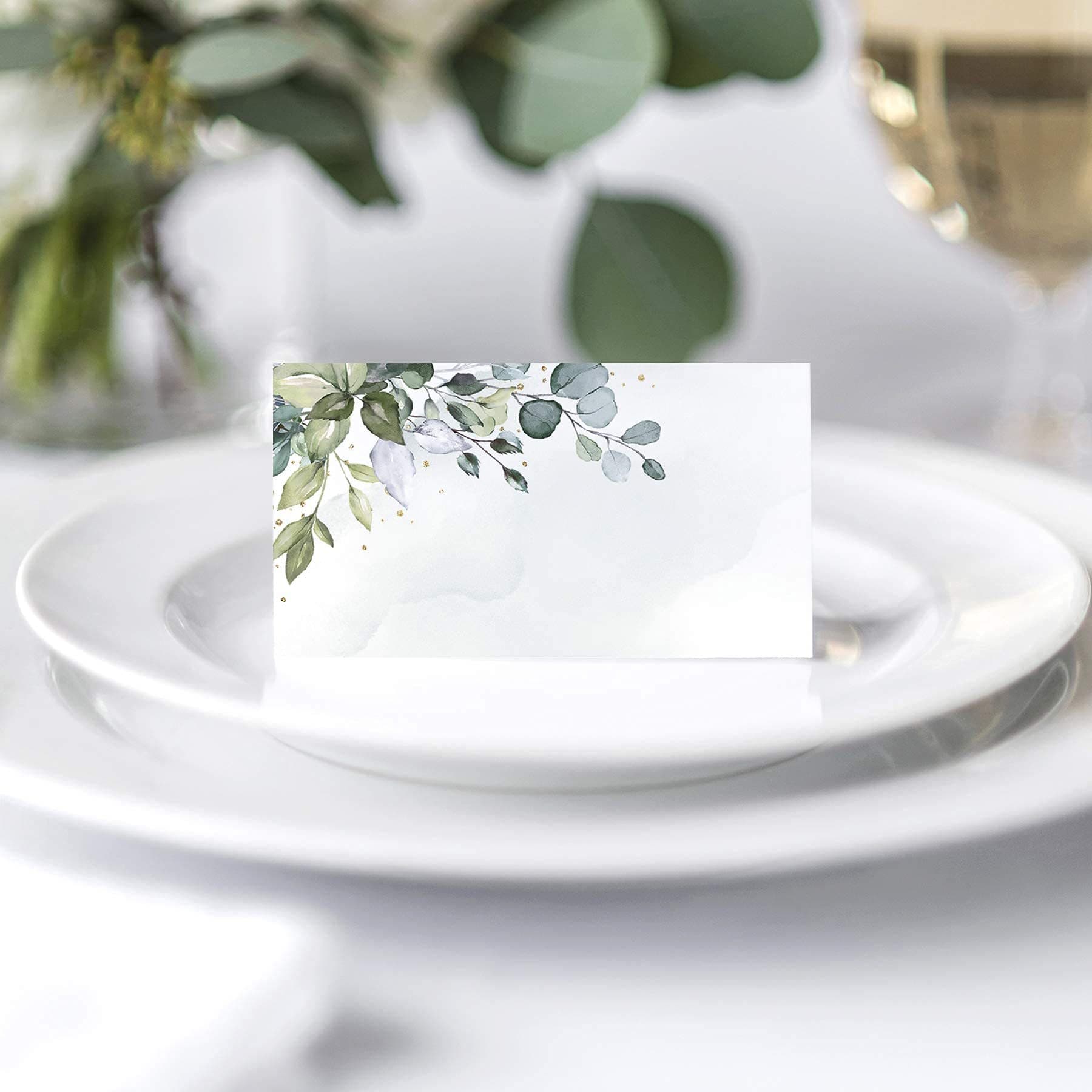 Cross-Border Wholesale Leaf Watercolor Wedding Banquet Event Seat Folded Cards, Decorative Writable Activity Cards