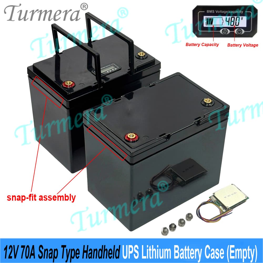 12V 70AH lead-acid to lithium battery double handle energy storage battery shell buckle type can be charged for display M8 copper terminals