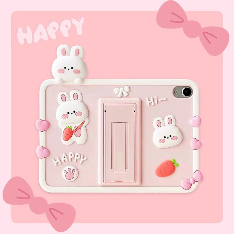iPad Pro 11 Case 10th Gen 12.9 Cartoon 10.2 Silicone Air 6 Cute 9.7 Happy Rabbit Mini 6