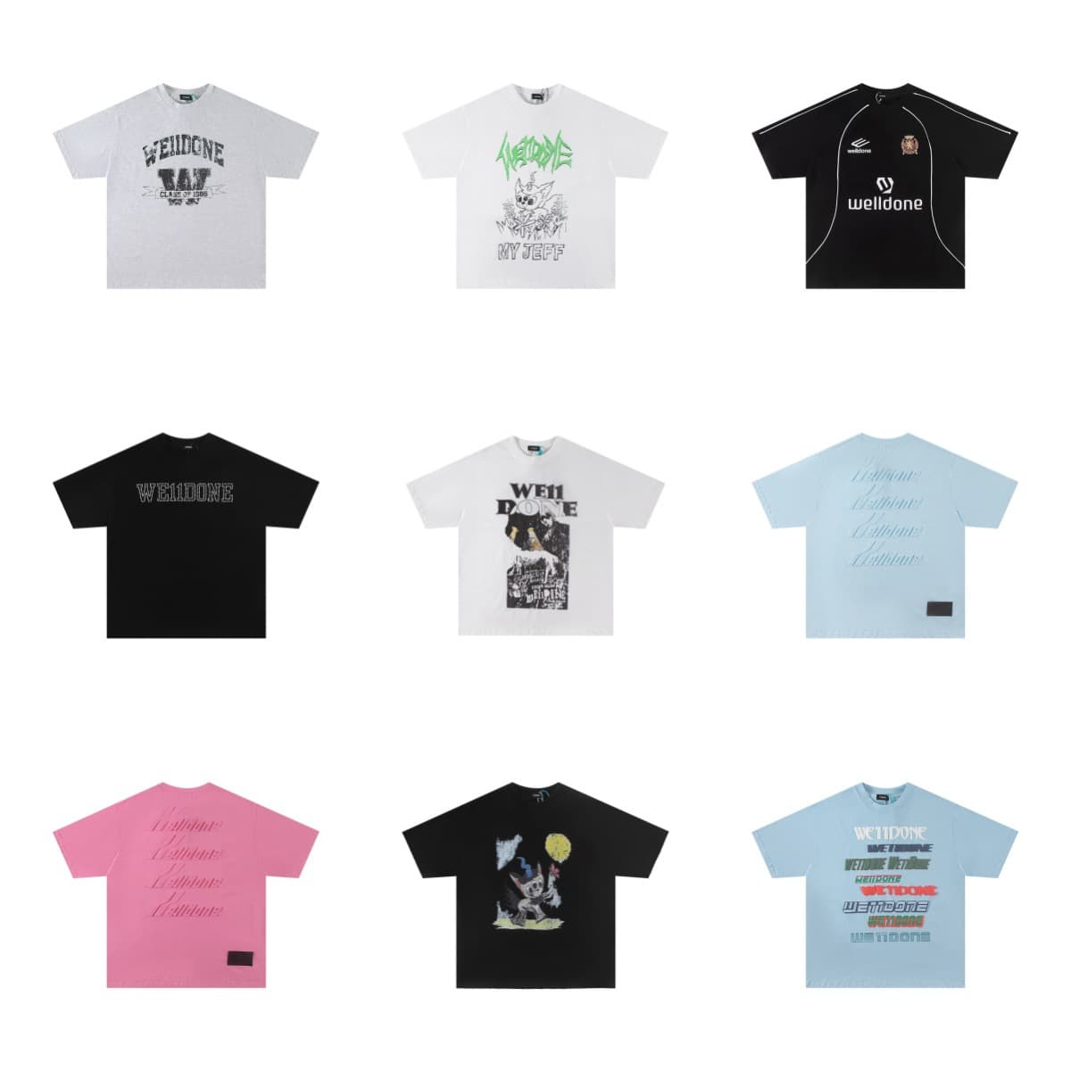 Cross-border WE1I Short Sleeve T-Shirt Classic Logo Loose Streetwear 280g Cotton Korean Style Unisex Drop Shipping T-Shirt