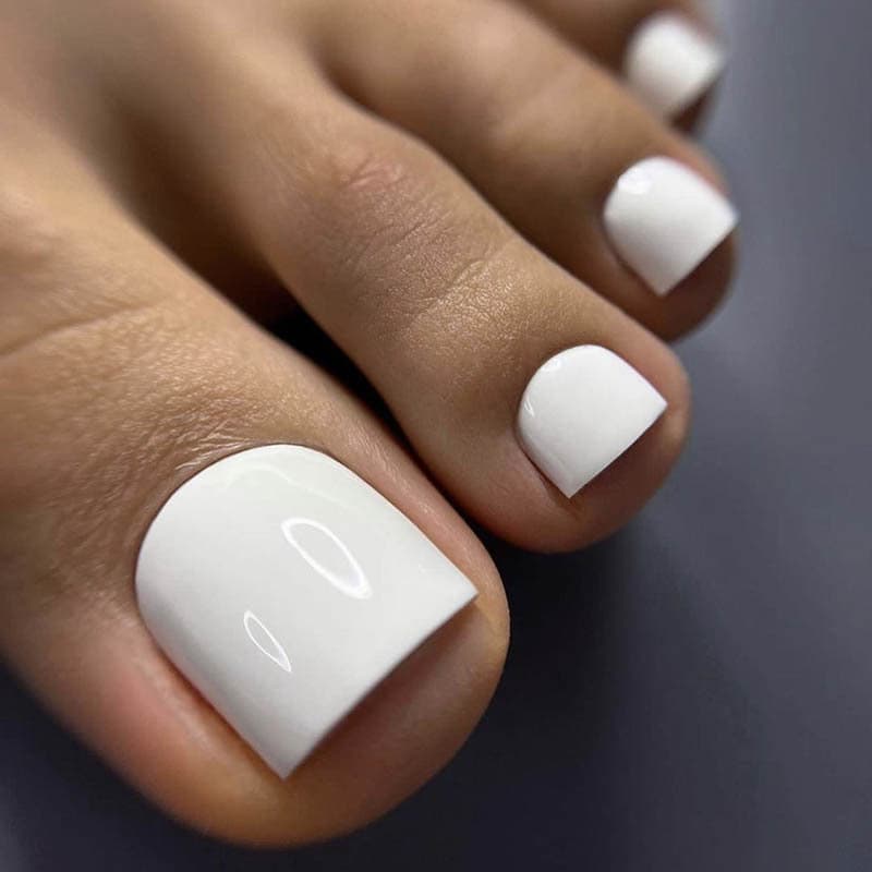 Best-Selling Solid Color Toenails White Simple Elegant Foot Fake Nails Pure White Toenail Elegant Fake Nails