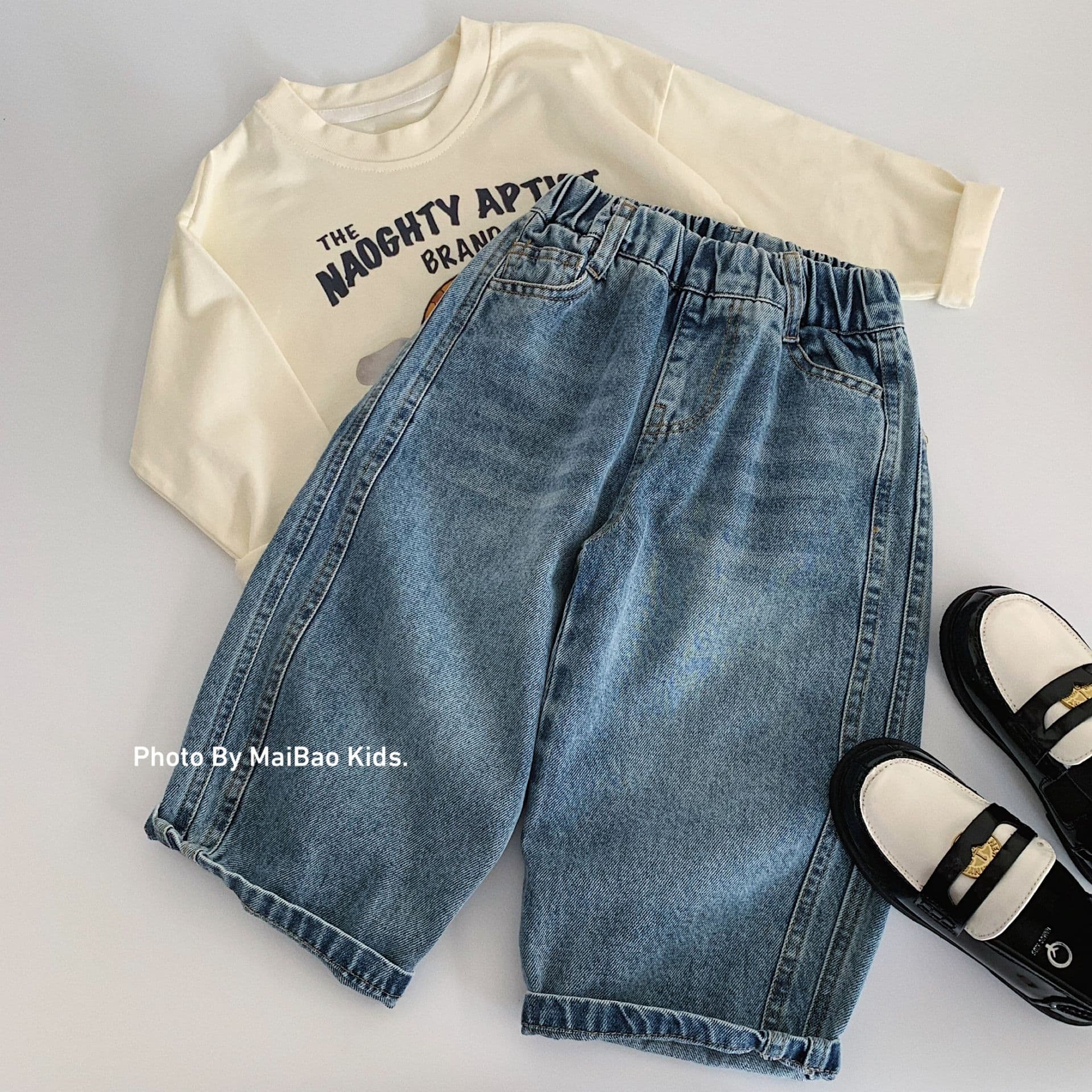Maibao Boys Jeans 2026 Fall New Kids Solid Color Loose Carrot Pants Girls Stylish Pants Fashion