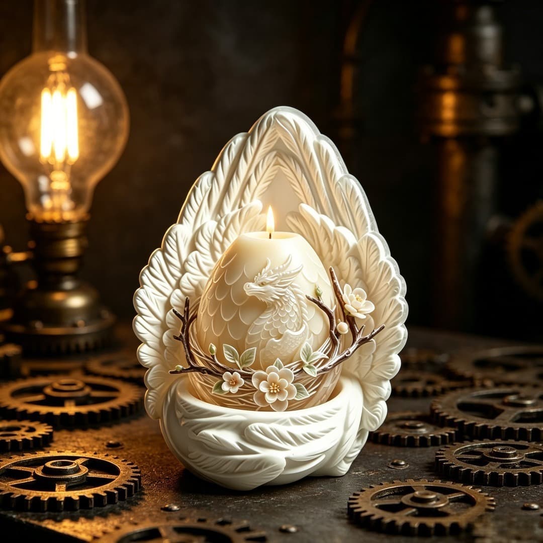 2pcs Wing Candle Holder Dragon Egg Silicone Mold Set Gypsum Scented Candle DIY Handmade Mold