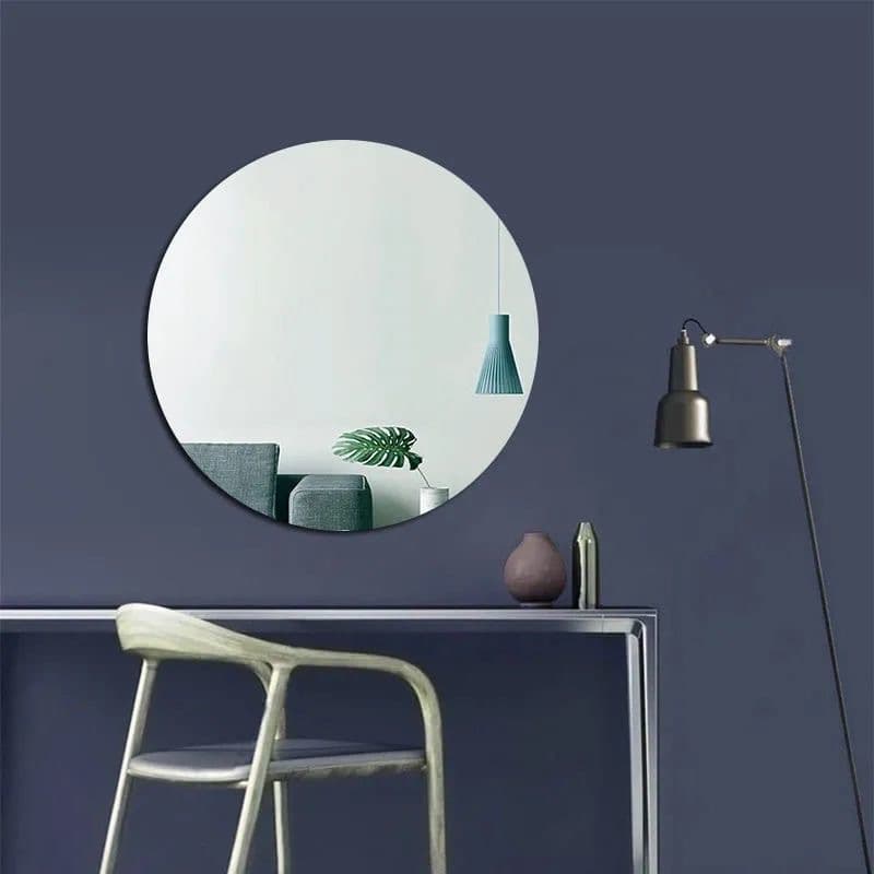 Round and Oval Acrylic PS Cosmetic Mirror Soft Mirror Wall Sticker Bathroom Mirror Home Decoration High Definition