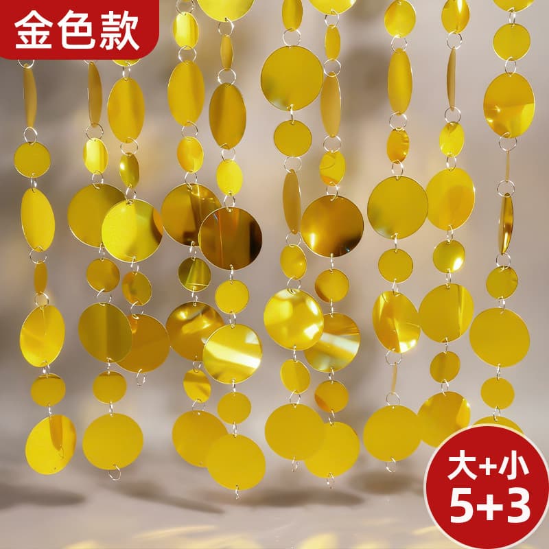 Wedding Sequin String Gold Silver Pearl Curtain Background Decoration Wedding Ceiling Hanging Round Piece Stage Ornament