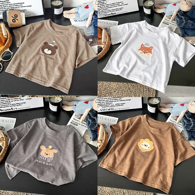 New Children's T-Shirt, Boys' Baby Summer Cartoon Short Sleeve, Korean Loose Casual Top, Round Neck Kids Clothing