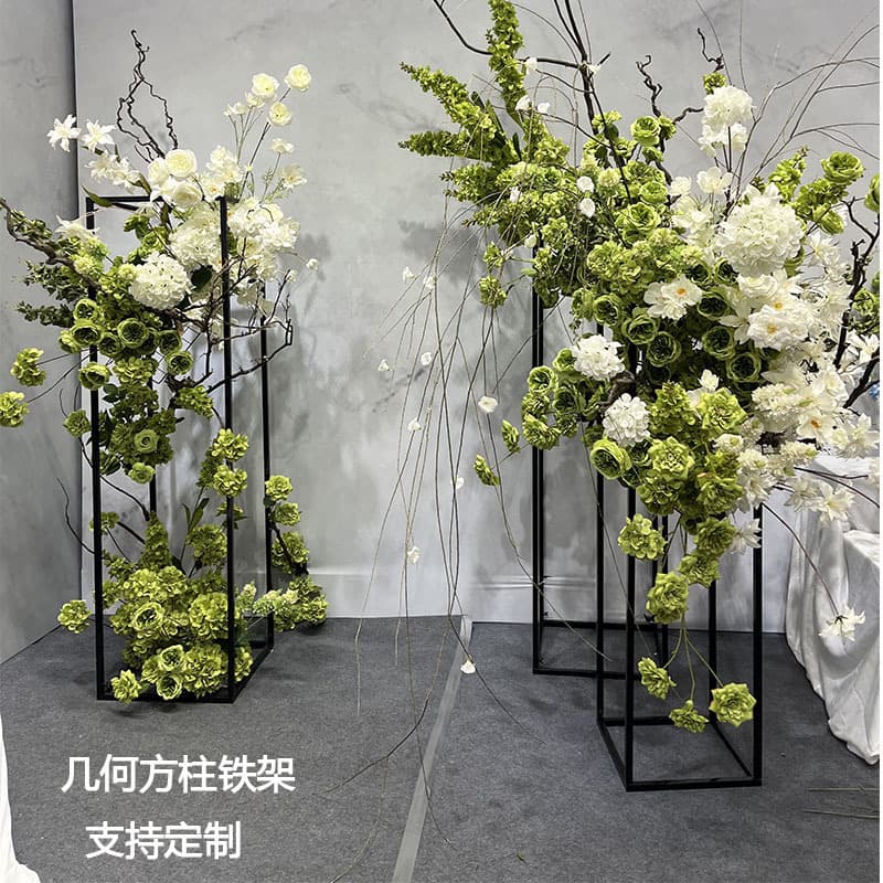 Flower stand wedding three-dimensional geometric iron square column square frame wedding arch column road guide ornaments rectangular window