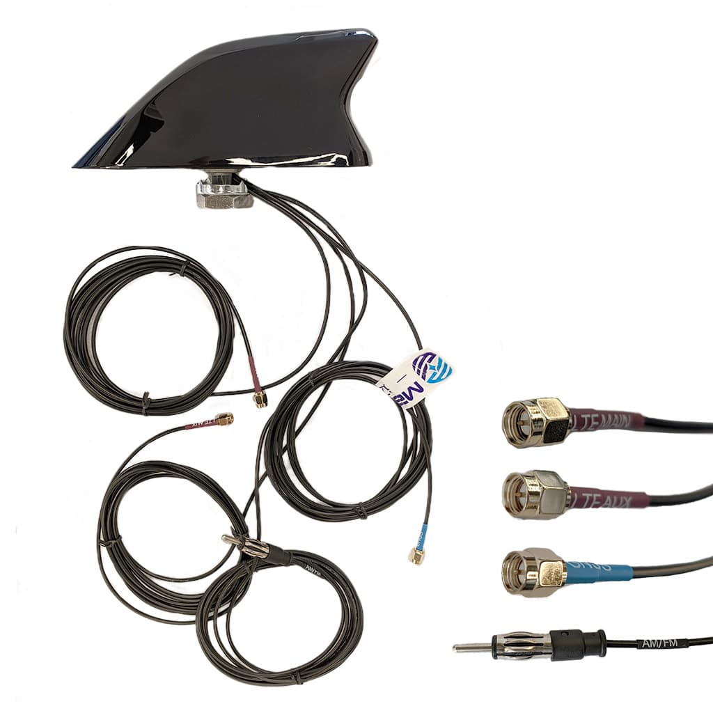 4-in-1 Shark Fin Antenna with SMA Connector Supports 4G LTE 2*2 MIMO Satellite Systems Shark Fin