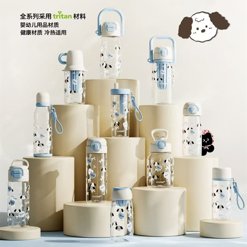 Shantai Tritan Plastic Cup for Female Students with Straw, Large Capacity, Summer Portable, Cute Children's Water Bottle