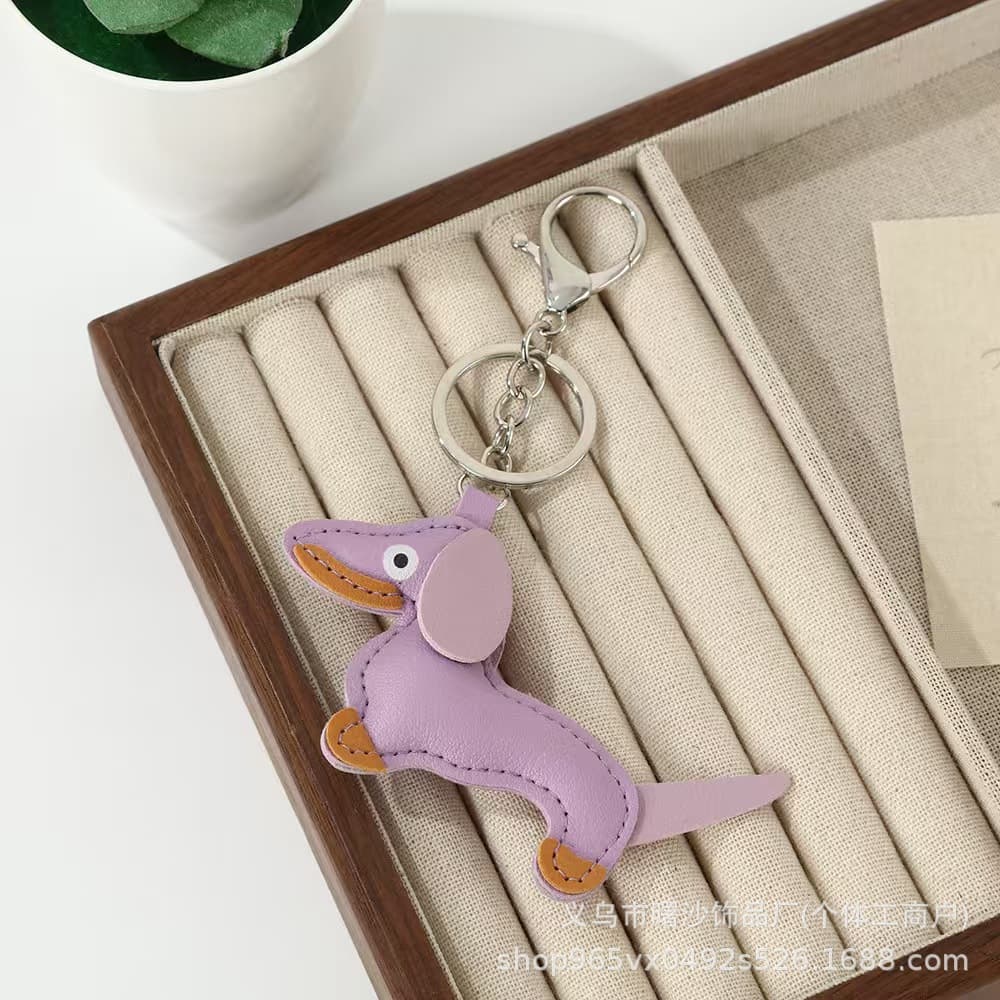 Mini Dachshund Pendant Keychain Decoration Small Dog Charm Bag Accessory Phone Case Car Ornament