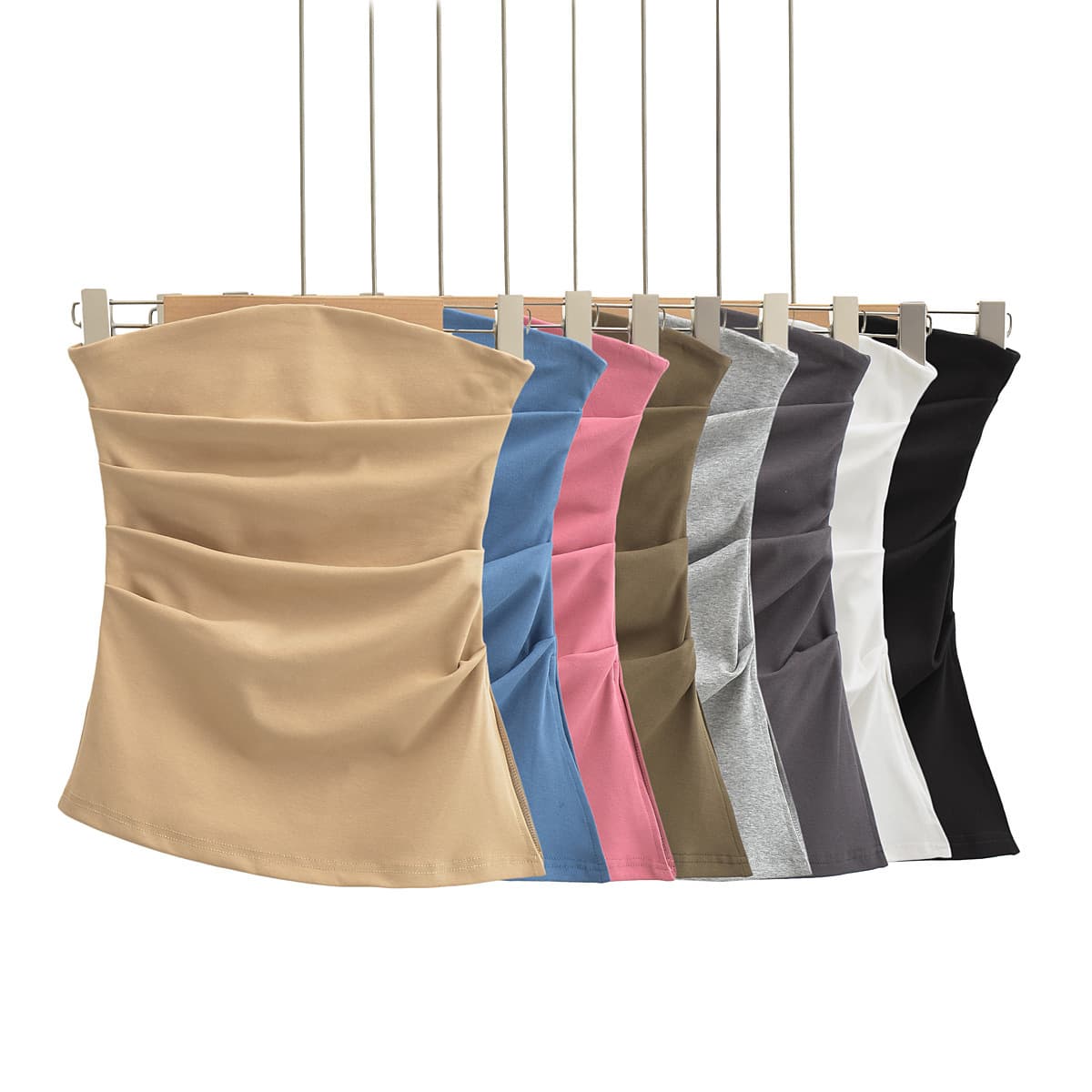 1121-23 Spring/Summer New Arrival French One-Shoulder Pleated Slim Fit Off-Shoulder Asymmetrical Hem Corset Top