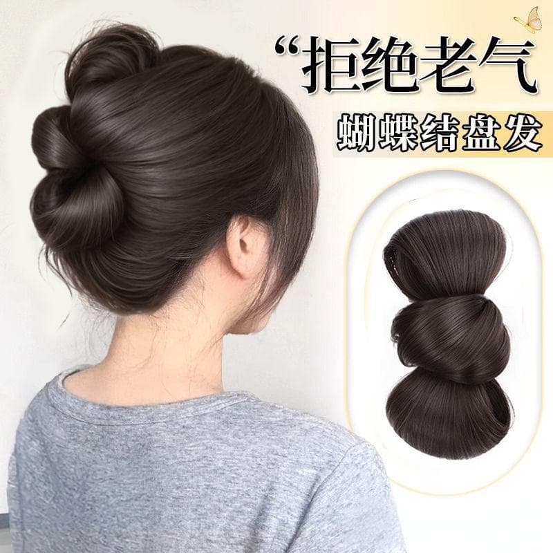 Low Bun Ponytail Wig for Women, Clip-in Lazy Flower Bun Hairpiece, Back of Head Fake Hair Bun, Drop Shipping
