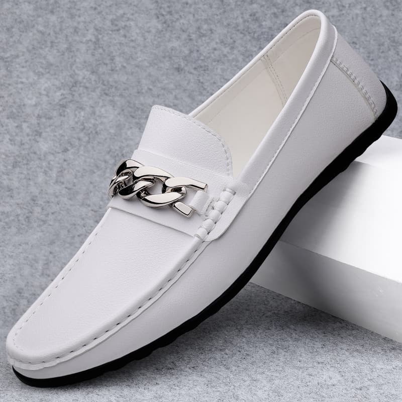 Men's Summer Casual Slip-On Shoes Wear-Resistant Soft Bottom Driving Lightweight Bean Shoes Round Toe Flat Heel Rubber Sole