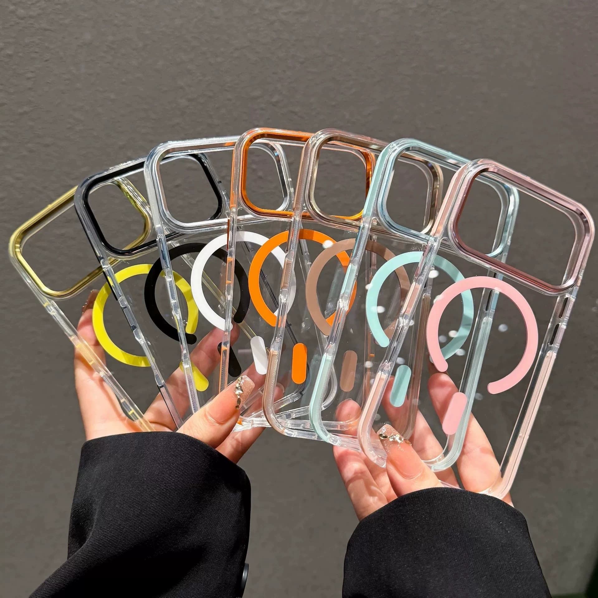 Ice color magnetic case compatible with iPhone 18 Pro Max, Apple 17 metal lens frame drop-proof protective cover 16