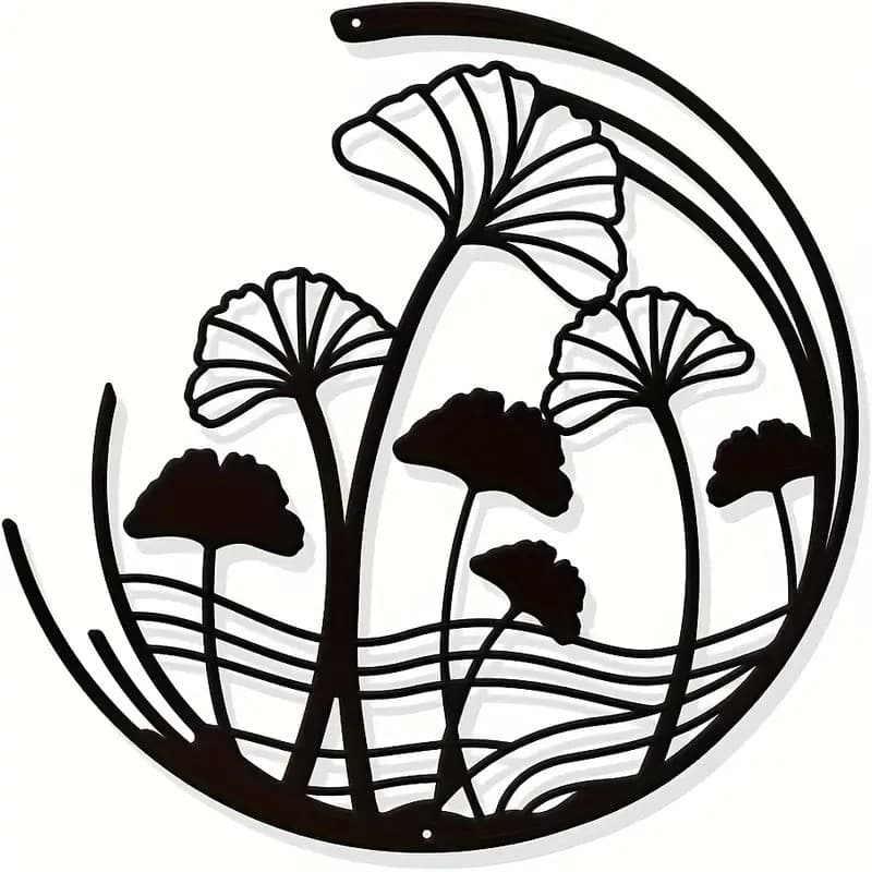 Factory Direct Hair Straightener Supply Dandelion Metal Wall Art Decoration Round Flower Butterfly Wall Hanging Silhouette Wall Art