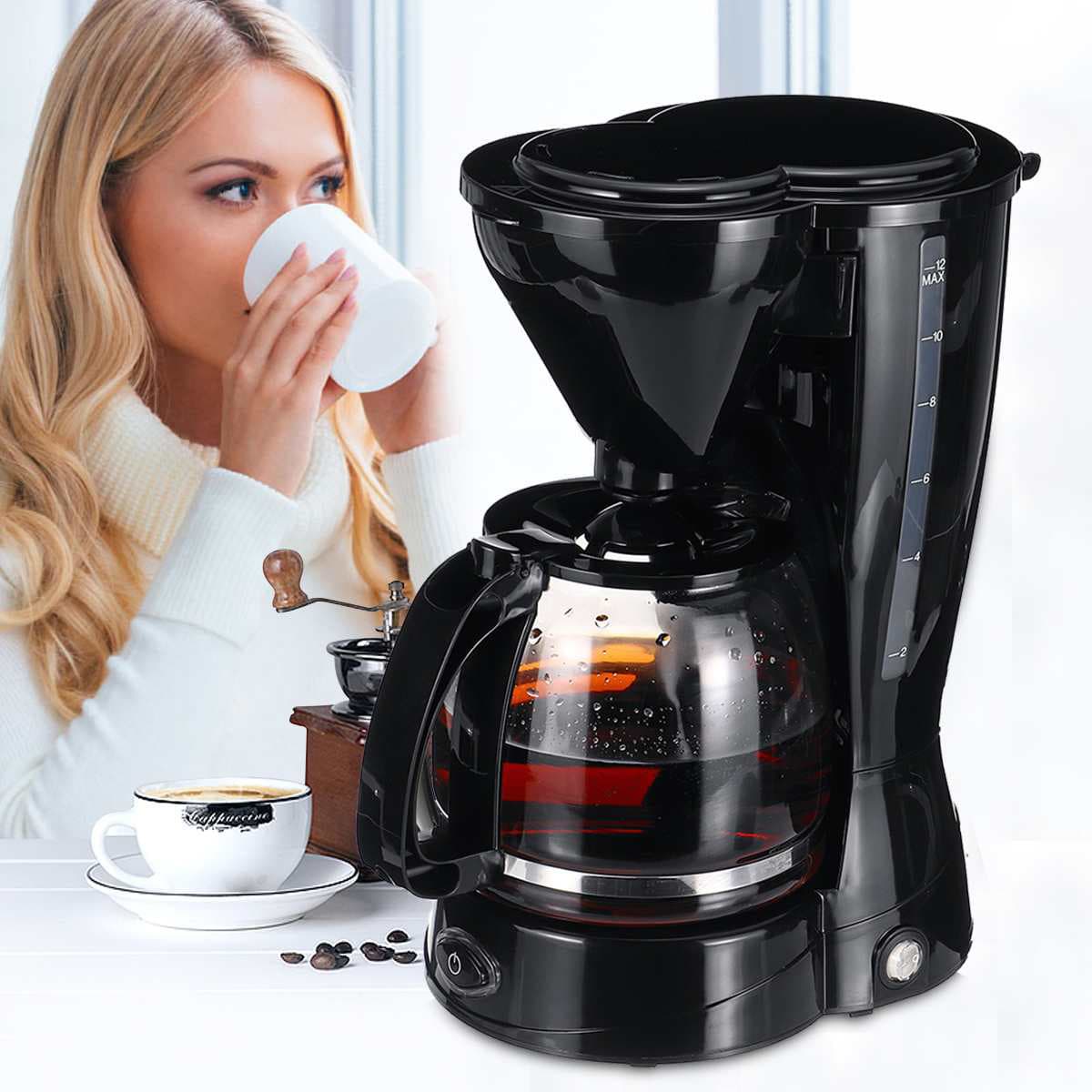 Cross-border Drip Mini Coffee Maker with Carafe, Home Office Small Coffee Machine