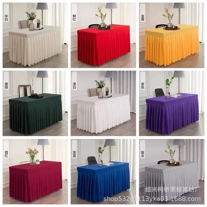 Table skirt for meetings and events, tablecloth for weddings, registration desks, exhibition desk covers, red rectangular table covers