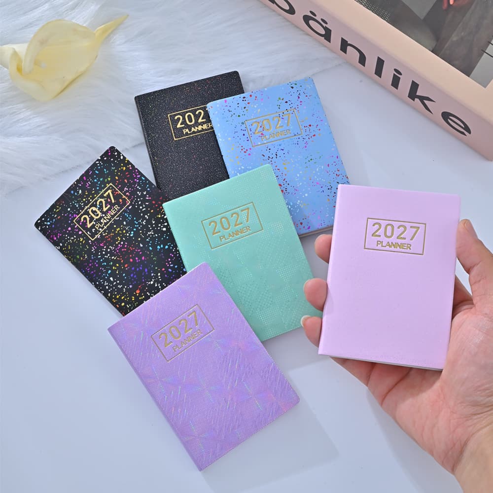 Cross-border 2027 a7 English planner 2026 laser cover weekly calendar mini daily planner wholesale
