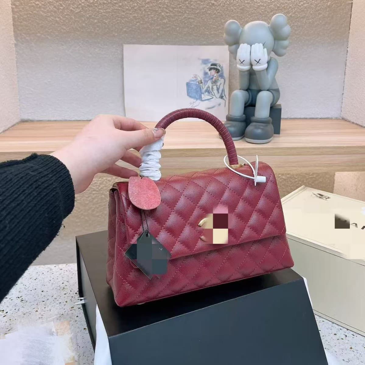 Factory-Selected Bag Handle, Small Fragrance Style Shoulder Crossbody Bag, Caviar Cowhide Diamond Quilted Chain Women's Bag