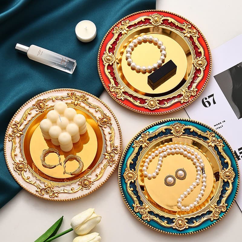 Creative Metal Fruit Tray, Honor Award Trophy Tray, Jewelry Storage Tray, High-End Home Fruit Cake Plate