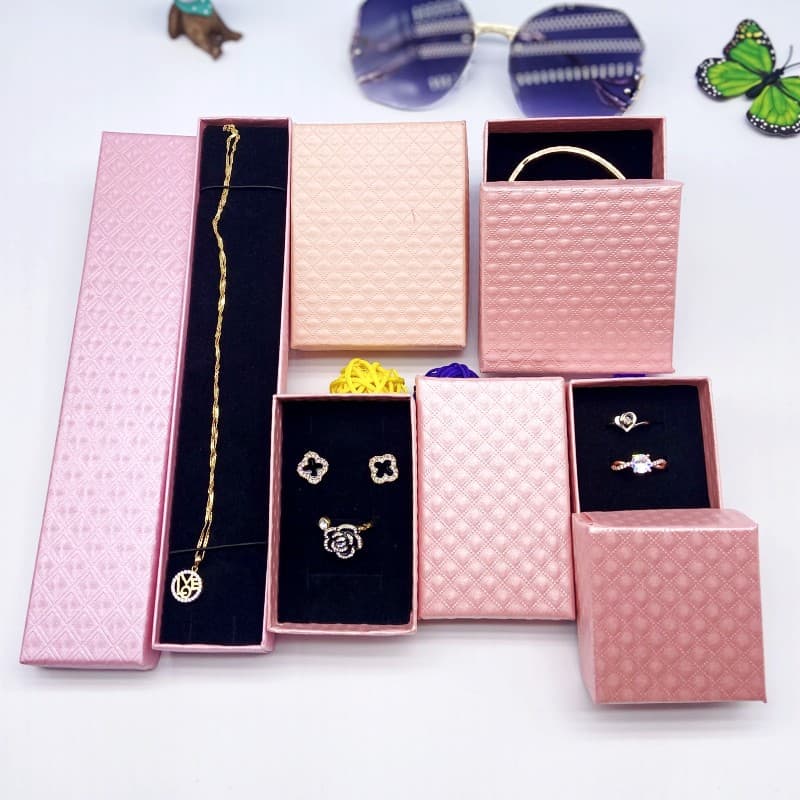 Diamond pattern series jewelry box bracelet necklace ring earring box high-end gift box ring jewelry packaging box