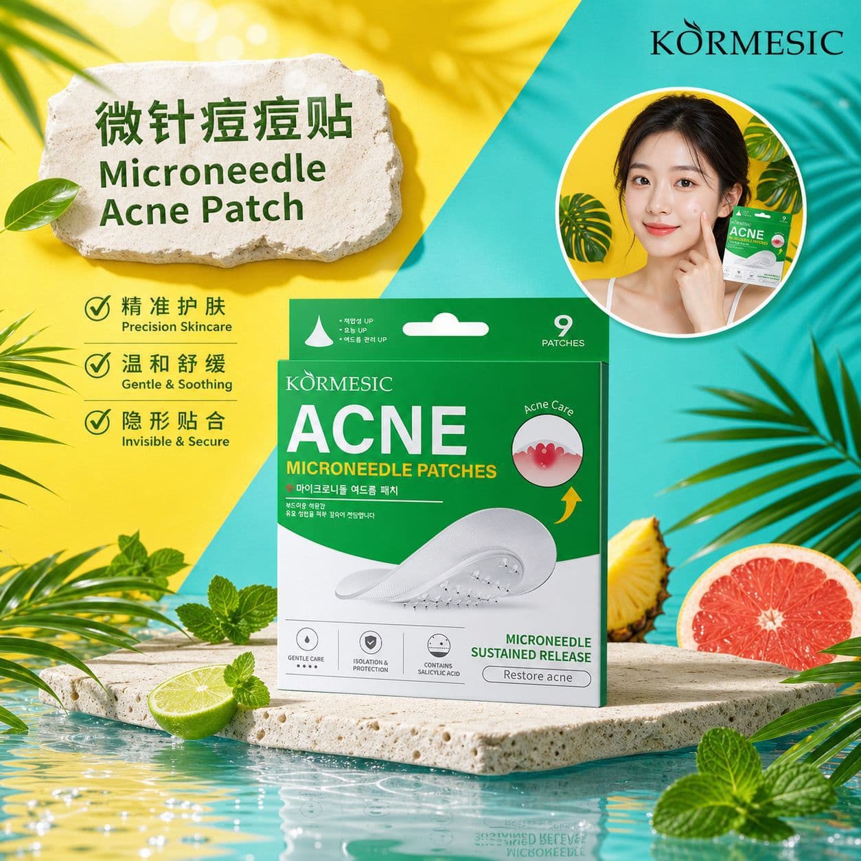 Cross-border bestseller KORMESIC microneedle pimple patch skincare products, export source factory with stock