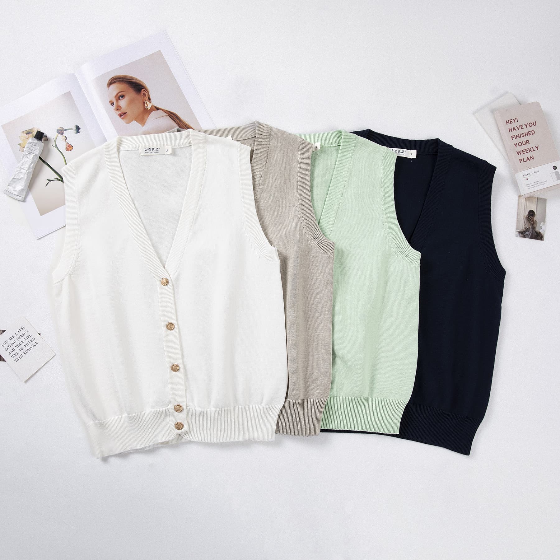 Japanese academic style JK uniform knit sweater vest cardigan sleeveless V-neck top sports meet class uniform
