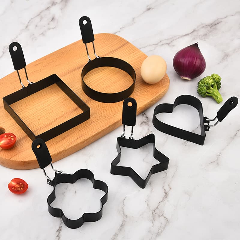 Heat-Resistant Stainless Steel Egg Frying Pan, Kitchen Egg Mold in Flower, Star, and Square Shapes, Creative Egg Frying Gadget