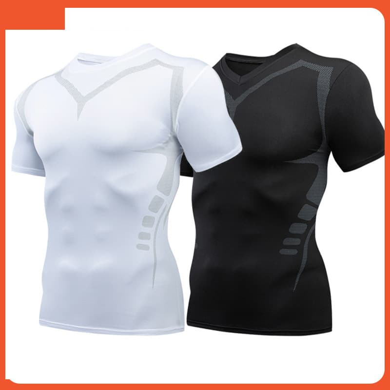 Source Factory Summer Sports Compression Shirt for Men Quick-Dry Running Fitness Top Men's Workout Wear