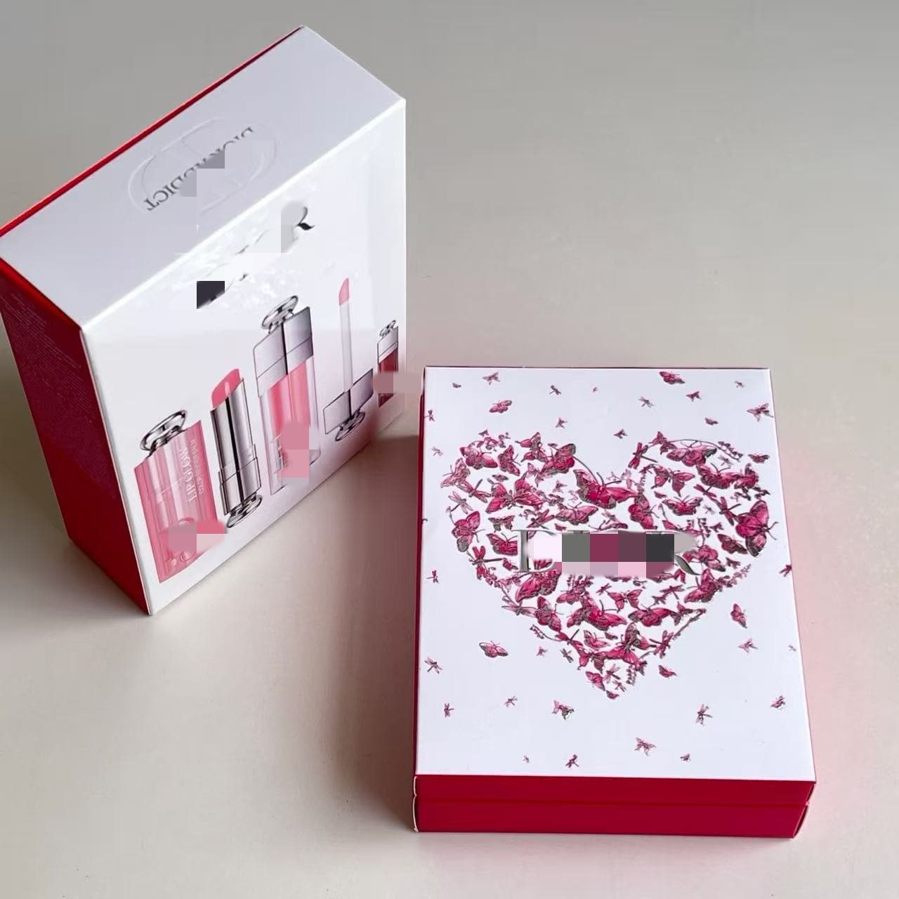 New Foreign Trade Color Cosmetics Di Lip Plumping Gloss Care Trio Set Full Size Color-Changing Lip Balm 001 Lip Plumping Gloss 038 Lipstick
