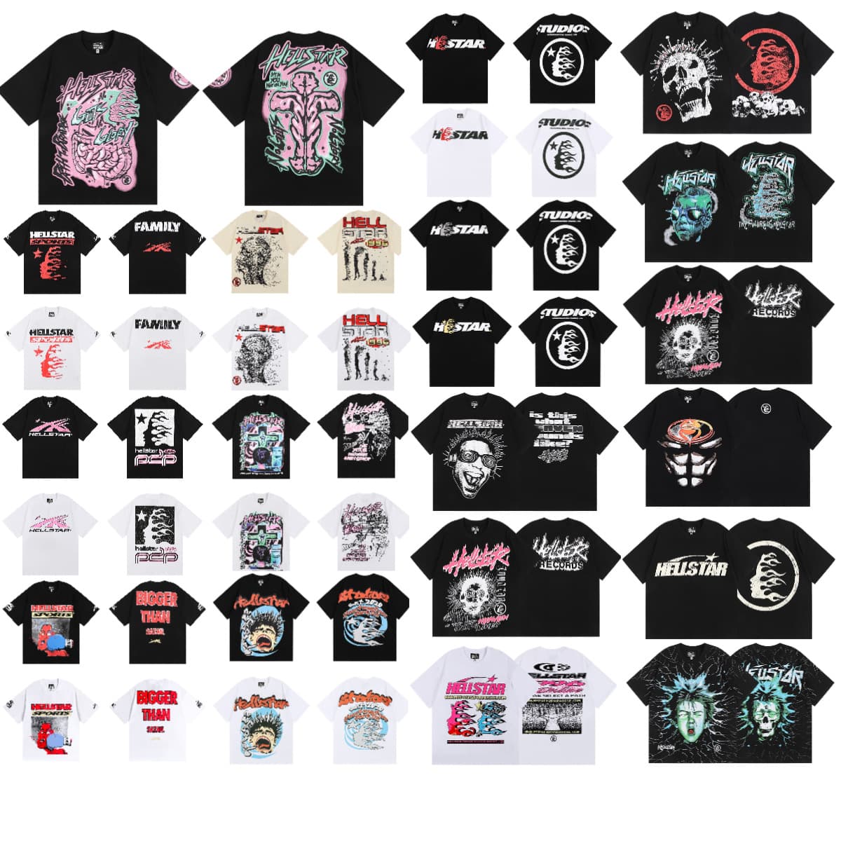 Cross-border American Streetwear Hellstar High Street Hip Hop Cotton Casual Versatile Character Print Short Sleeve T-Shirt