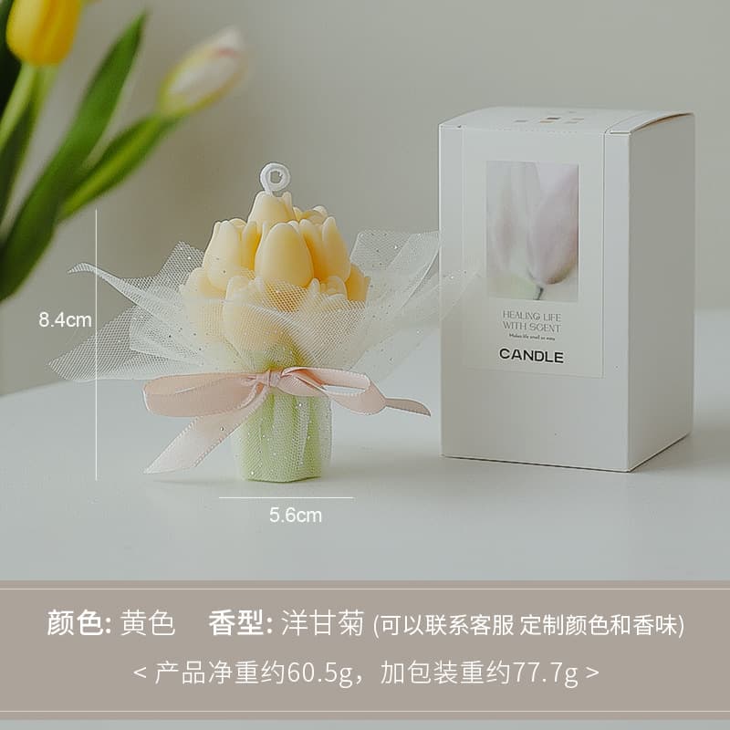 Teacher's Day Gift Flower-Shaped Scented Candle Cross-Border Custom Birthday Tulip Bouquet Aromatherapy Candle Souvenir