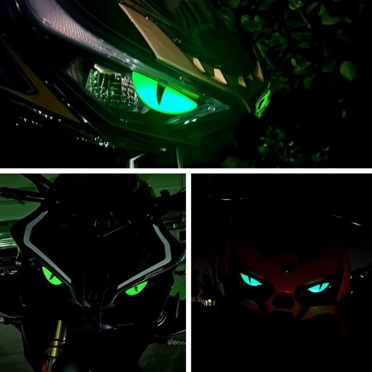 Glow-in-the-Dark Demon Eye Electric Vehicle Sticker, Motorcycle Cat Eye Decal for Suzuki UY125, 3D Stereoscopic No. 9