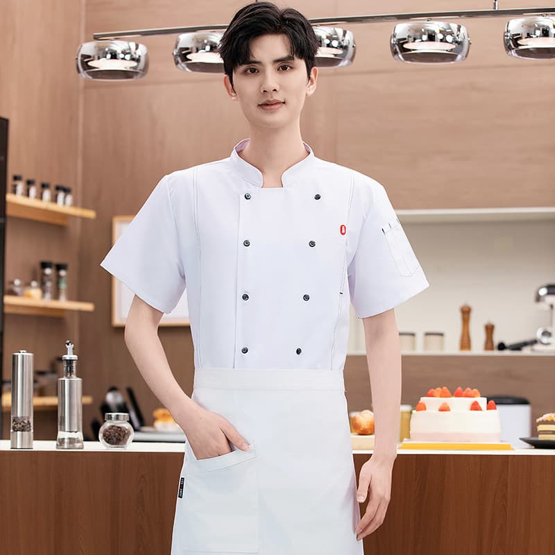 Chef Uniform Short-Sleeved Men's Catering Hotel Chef Work Clothes Summer Suit Hotel Restaurant Canteen Kitchen Work Clothes Women