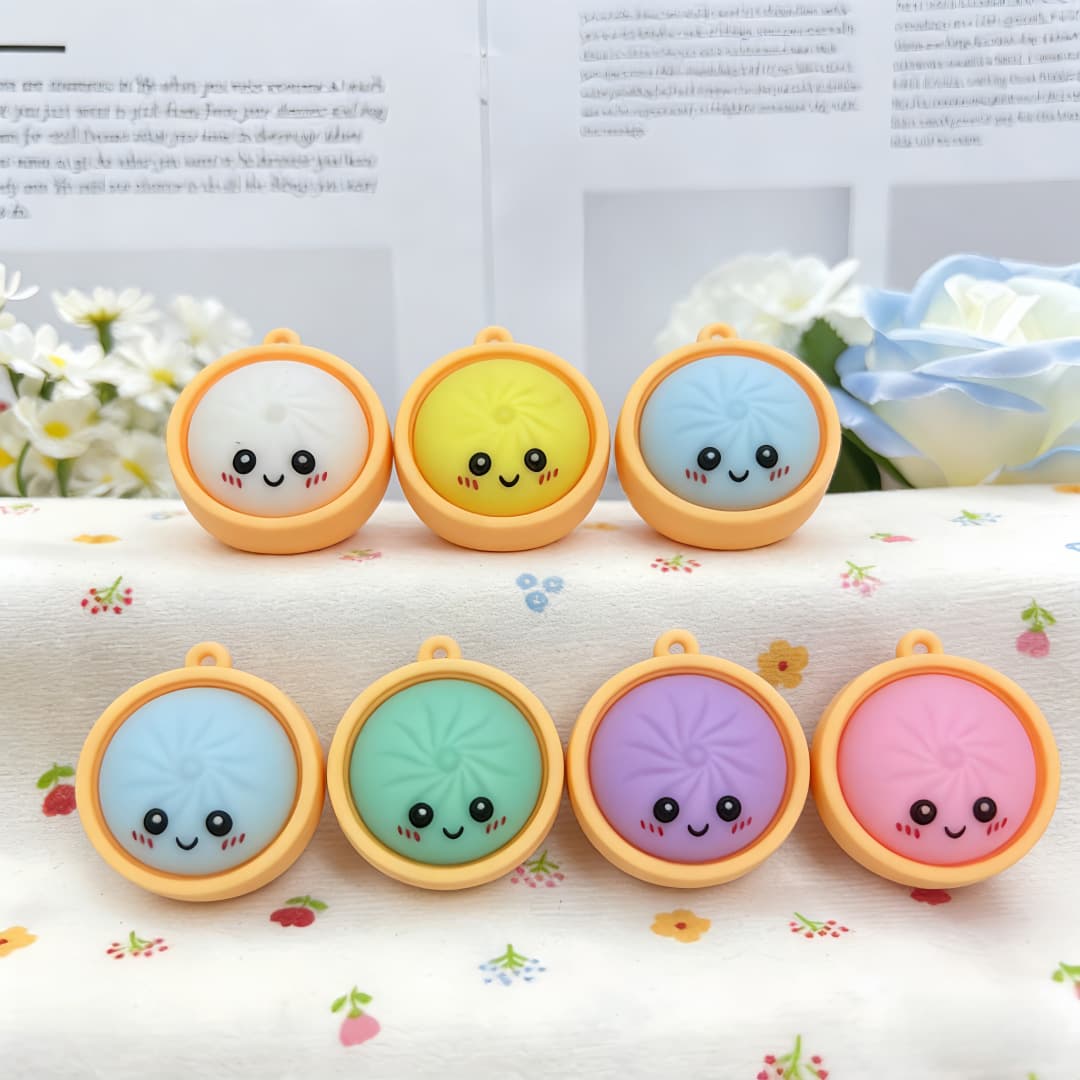 New Cross-Border Small Steamed Bun Keychain Hot-Selling Cute Baozi Expression Plush Pendant Student Backpack Decoration Gift