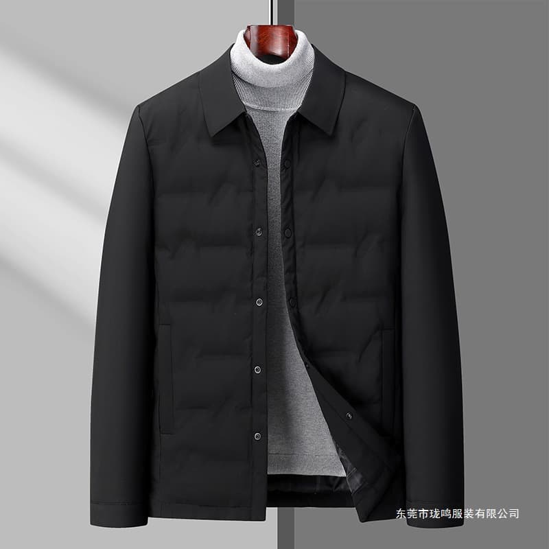 Down jacket men's winter 2024 new casual fashion thin lapel thickened middle-aged men's warm jacket winter wear