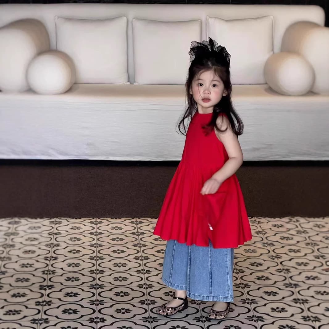 Girls' Summer Dress 2025 New Korean Style Vest Dress for Toddlers, Cotton Fabric Casual Wear