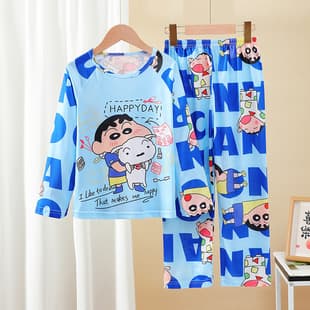 Spring/Autumn Children's Pajamas Long-Sleeve Long-Pants Homewear Set Cartoon Casual Baby Thin Pajamas Sleepwear Air Conditioning Wear