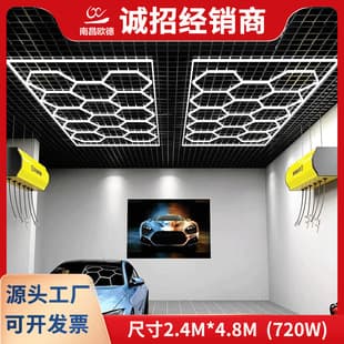 Auto Detailing Work Light, Pure White Light Cross-Border 110V Honeycomb Car Wash Light, Waterproof Dust-Free Film Machine Repair Garage Light