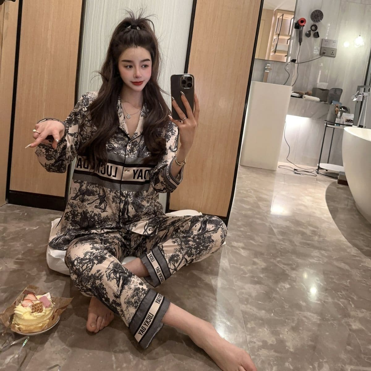 MK003 [Jungle Secret] Couples' Pajamas 2025 New Spring/Autumn D-Luxury Ink Painting Homewear Set
