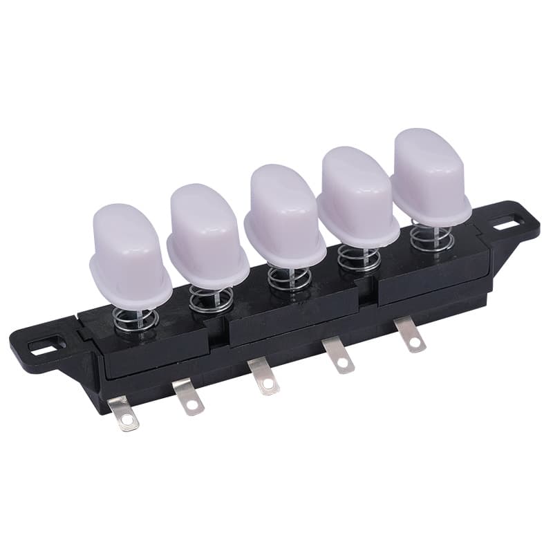 5-position piano key switch for electric fans, push button switch for industrial fans, 5-position 4-speed piano key switch for floor fans.