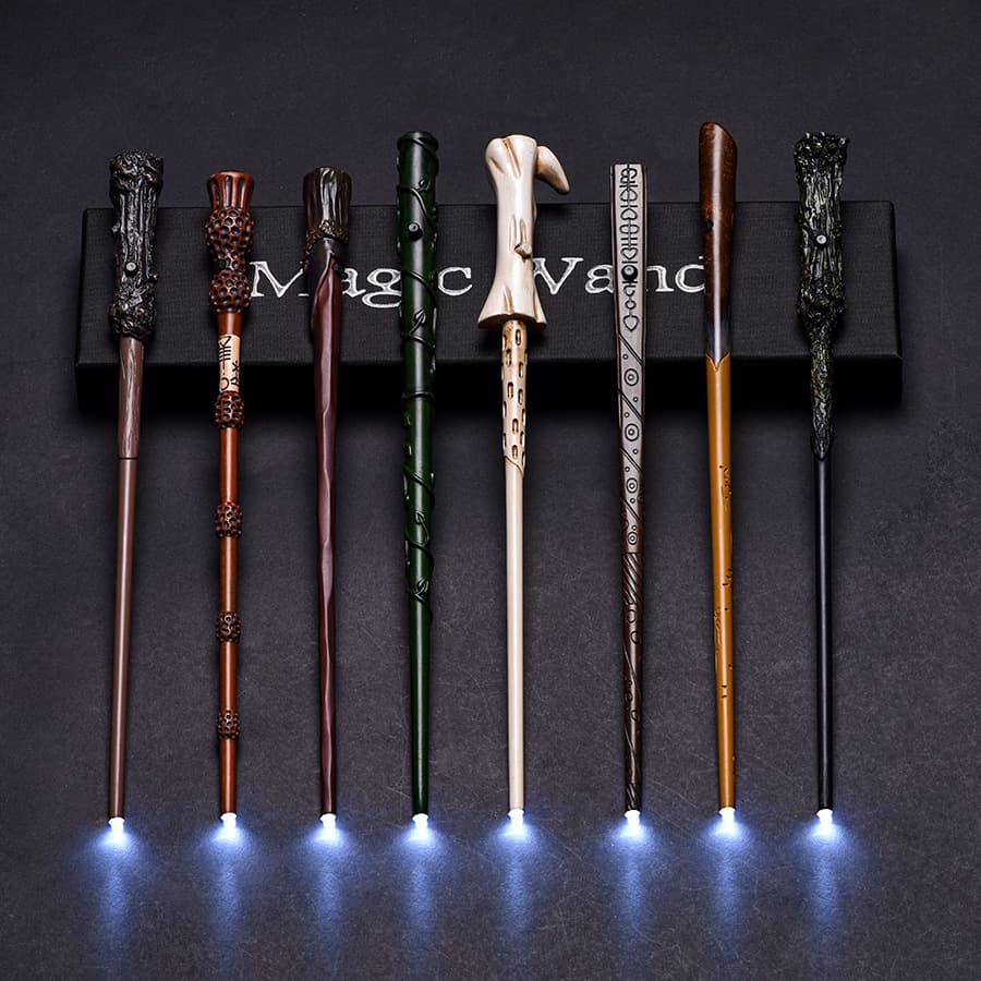 Harry Potter Glowing Wand Deluxe Carved Hermione Voldemort Dumbledore Magic Wand Battery Powered Prop Accessory