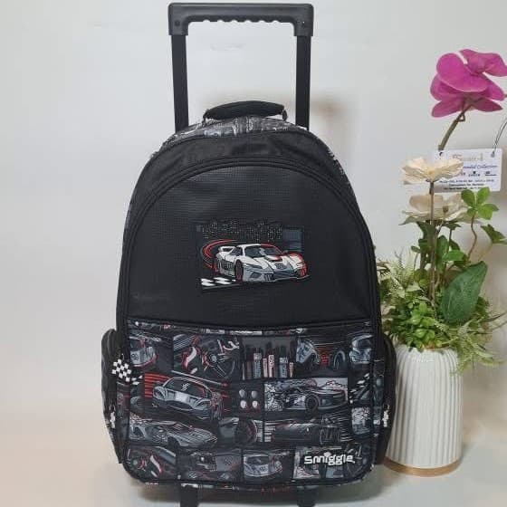 Australian Smiggle Trolley Backpack for Primary and Secondary School Students, Cartoon Large-Capacity Rolling Travel Bag