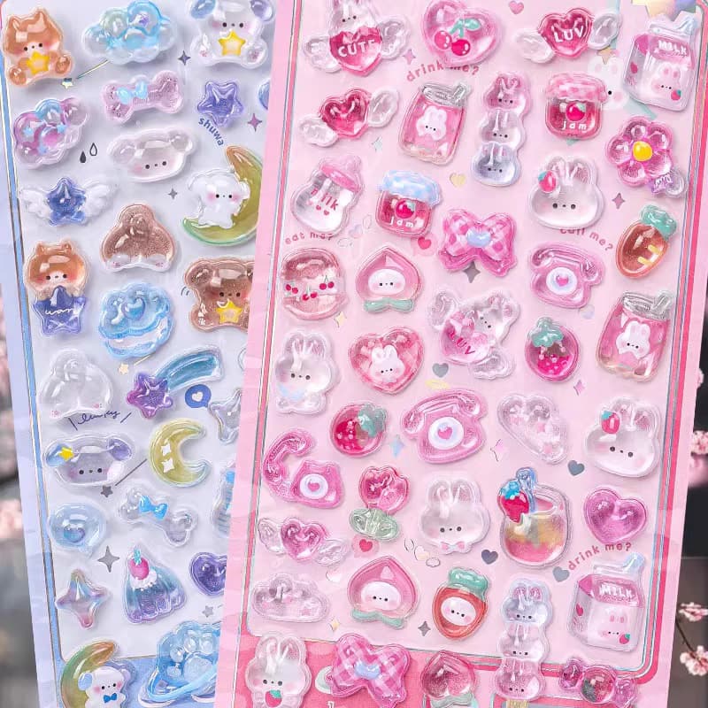 3D Embossed Stickers for Kids - Fun Scrapbook Materials for Girls, Cartoon Decorative Patterns for Phone Cases & DIY Crafts