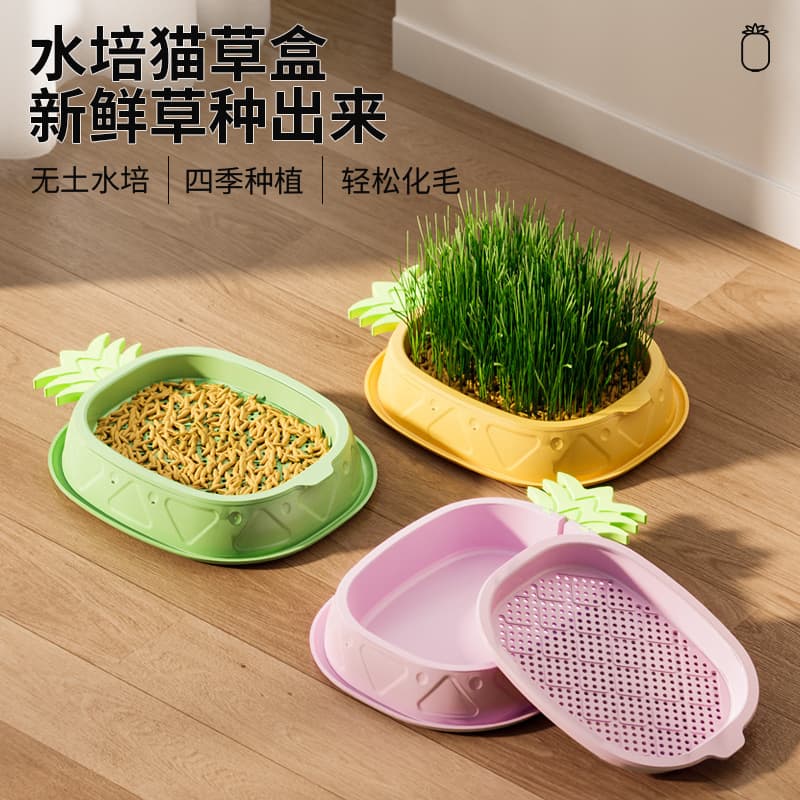 Original Pineapple Cat Grass Box Soilless Hydroponic Layered Design Planting Seedling Tray Lazy Hydroponic Cat Snack