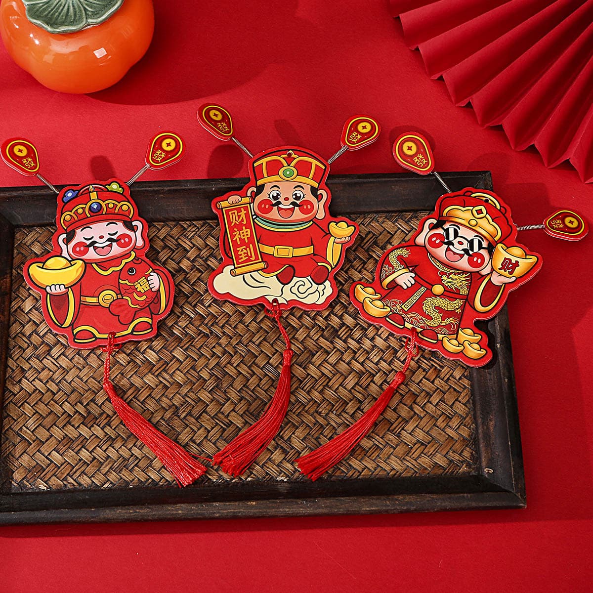 Year of the Snake Nodding God of Wealth Refrigerator Magnet, Auspicious Moving Ears with Laser Iridescent Hanging