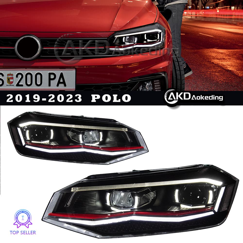 Special for 19-22 Volkswagen Polo Headlight Assembly Polo Modified LED Daytime Running Light Blue Flowing Turn Signal