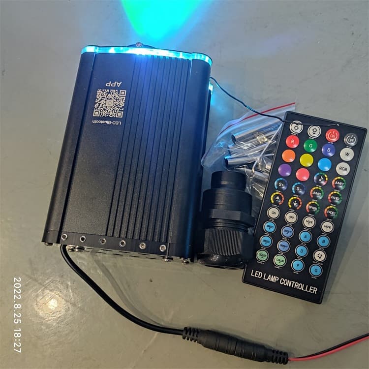 Automotive Starry Sky Roof Kit with Integrated RGB Multicolor Fiber Optic Light Source and Remote Control